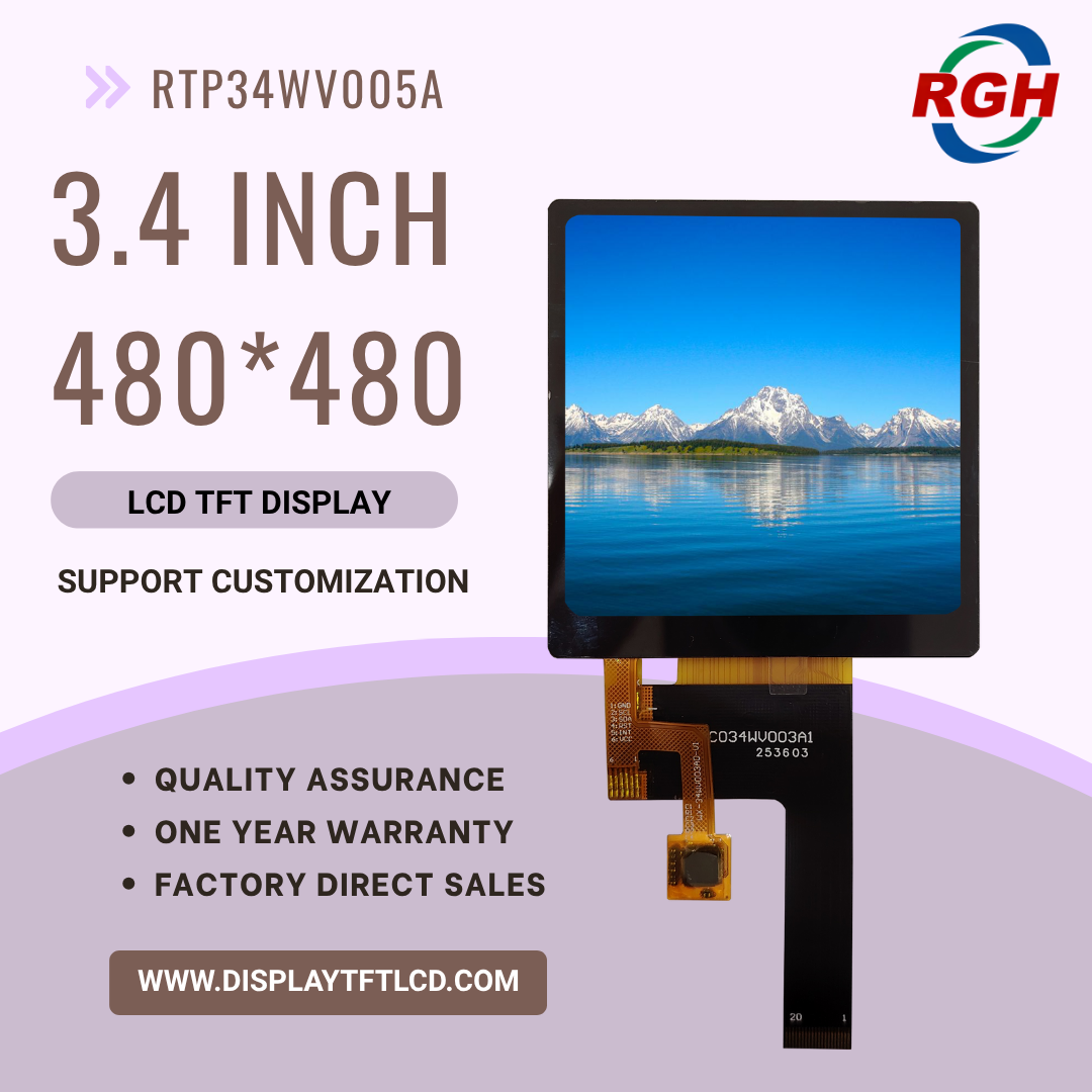 High Brightness 3.4-Inch 480X480 Resolution Mipi TFT LCD Display - view 1