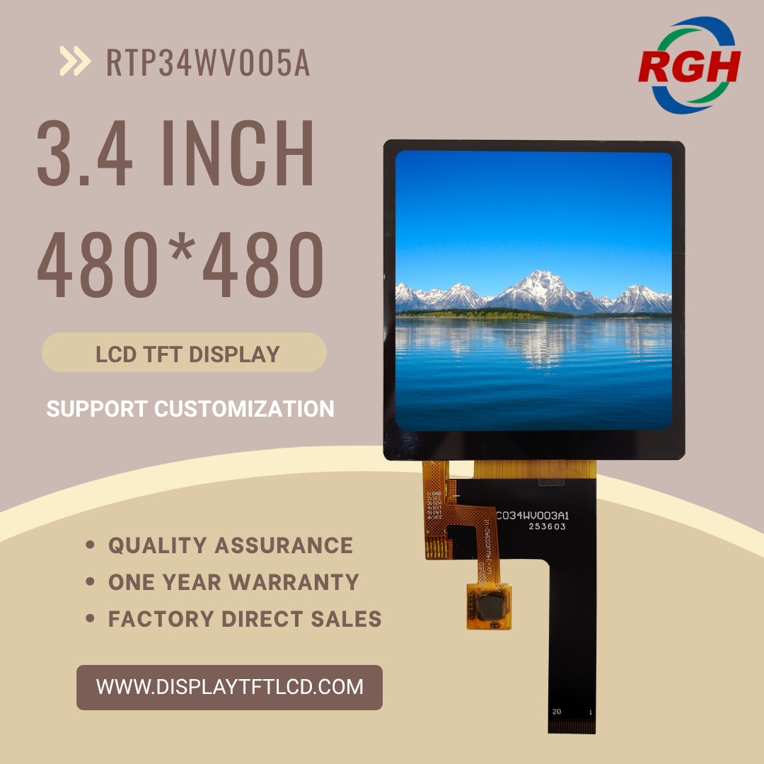 High Brightness 3.4-Inch 480X480 Resolution Mipi TFT LCD Display